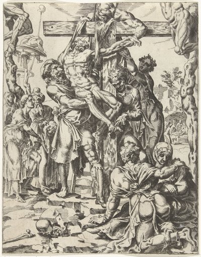 Sestup z Kříže Pád lidstva a vykoupení skrze život a umučení Krista (název série) od Dirck Volckertsz. Coornhert (attributed to)
