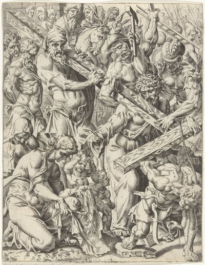Nesení Kříže Pád lidstva a vykoupení skrze život a umučení Krista (název série) od Dirck Volckertsz. Coornhert (attributed to)