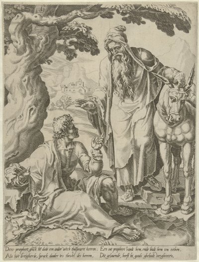 Pozvání od proroka k muži Božímu Příběh neposlušného muže Božího (název série) od Dirck Volckertsz. Coornhert (attributed to)