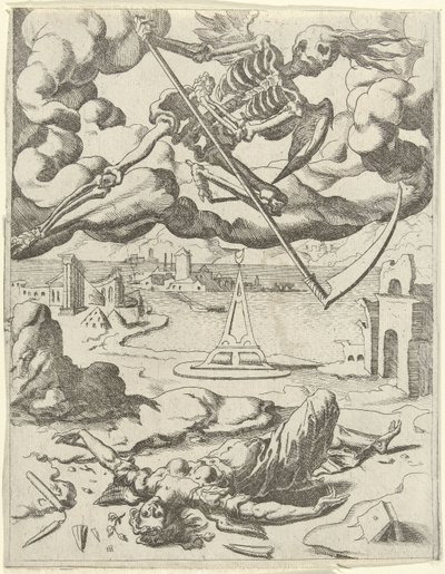 Smrt vítězí nad vírou Triumphs of Petrarc (název série) od Dirck Volckertsz. Coornhert (possibly)