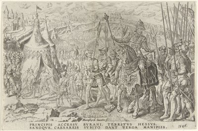 Císařský tábor v Ingolstadtu, 1546 Vítězství Karla V. (název série) Divi Caroli. v. imp. opt. max. victoriae, ex multis praecipuae (název série) od Dirck Volckertsz. Coornhert