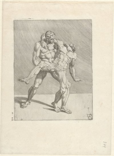 Dva zápasníci Wrestlers (název série) od Dirck Volckertsz. Coornhert