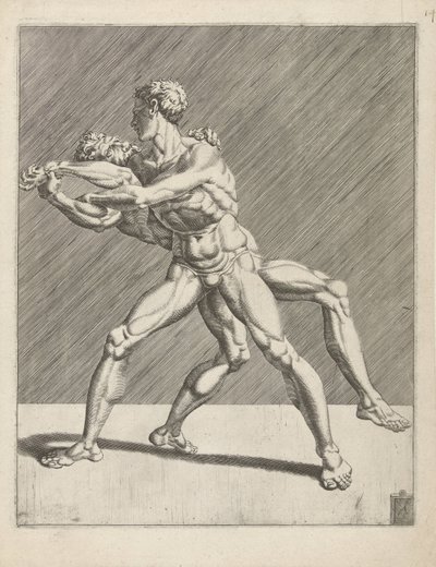 Dva zápasníci Wrestlers (název série) od Dirck Volckertsz. Coornhert