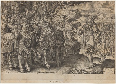 Kapitulace Jana Fridricha, saského kurfiřta, po bitvě u Mühlbergu od Dirck Volckertz Coornhert, after Maerten van Heemskerck