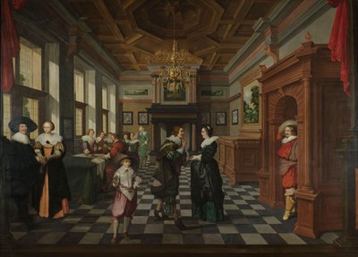 Sedmidílná dekorativní sekvence: Interiér, 1630-32 od Dirck van Delen