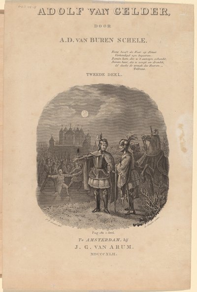 Titulní strana k A.D. van Buren Scheleho "Adolf van Gelder", Amsterdam, 1842 od Dirk Jurriaan Sluyter