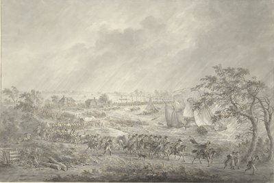 Přejezd anglických a hannoverských jednotek z Nijmegenu do Lentu přes lodní most přes Waal, 7. listopadu 1794 od Dirk Langendijk