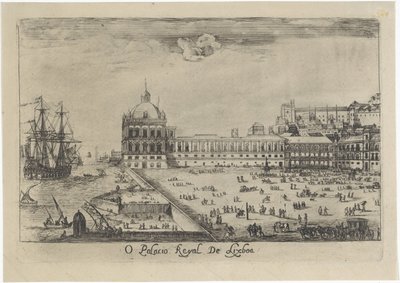 Pohled na královský palác v Lisabonu O Palacio Real de Lixboa (název na objektu) Pohledy na Lisabon (název série) od Dirk Stoop