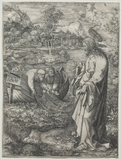 Ježíš volá ke svatému Petrovi a svatému Ondřejovi, 1523. od Dirk Vellert