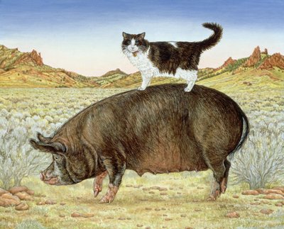 Piggyback-Riding v Breteche Creek, 1995 (akryl na panelu) od Ditz