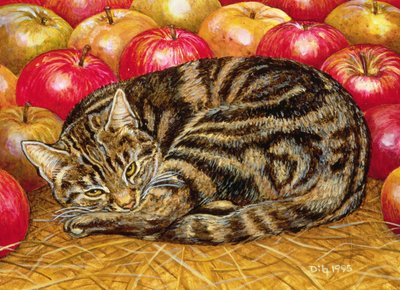 Pravá Apple-Cat, 1995 (akryl na panelu) od Ditz