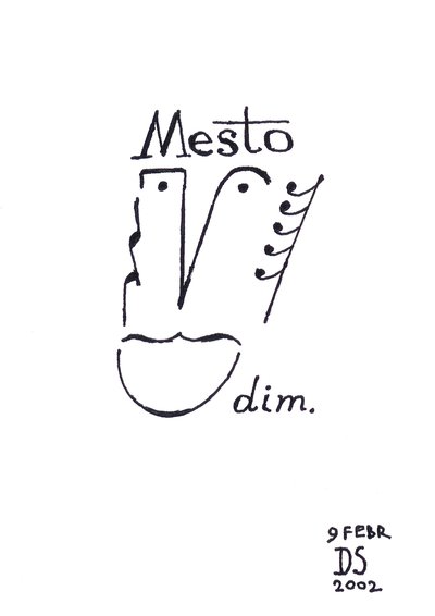 Mesto - karikatura obličeje nakreslená pomocí notového zápisu od Dmitri Smirnov