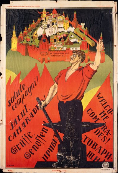 Oktoberrevolution, Willkommen Genossen! Appell an die revolutionären Arbeiter im Ausland von Dmitry (1883-1946) Moor