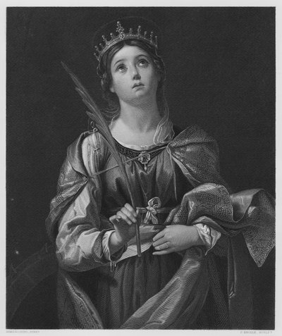Svatá Kateřina, z obrázku v královské sbírce (rytina) od Domenichino