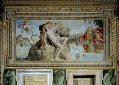 Andromeda nabízená mořskému netvorovi je osvobozena Perseem od Domenichino