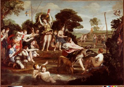 Hon na Dianu Obraz od Domenica Zampieriho dit Il Domenichino (1581-1641) 1617 Rozměr.218x312 cm Řím Galleria Borghese - Hon na Dianu, od Domenica Zampieriho a.k.a Il Domenichino (1581-1641). Olej na plátně, 218x312 cm od Domenichino