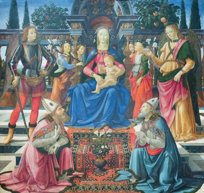 Madona s dítětem s archanděly a se svatými biskupy Justem a Zenobiem od Domenico (1449-94) Ghirlandaio