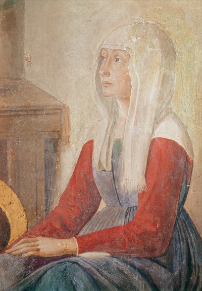 Detail ženy ze Smrti sv. Finy, 1482 od Domenico Ghirlandaio
