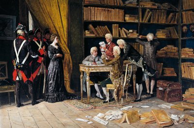 Prohledávání domu Eleonory Pimentel, obraz Domenica Battaglia (1842-1921), olej na plátně od Domenico Battaglia