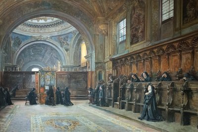 Chór kostela svaté Marie Donnaregina nuova, druhá polovina 19. století (olej na plátně) od Domenico Battaglia