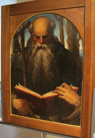Baccafumi, cataletto za zesnulého ze společnosti s. a. abate, 1538-40, Antonio abate legente od Domenico Beccafumi