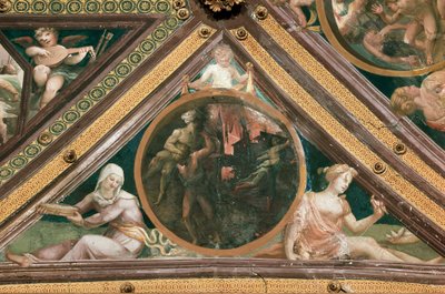 Enee zachraňující Anchise z ohně Trojan Fresco od Domenica Beccafumiho (1486-1551) od Domenico Beccafumi