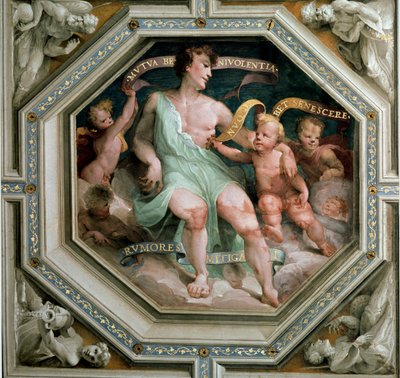 Vzájemná benevolence nebo svornost (Reciproque benevolence nebo concord). Obraz Domenica Beccafumiho (1486-1551) od Domenico Beccafumi