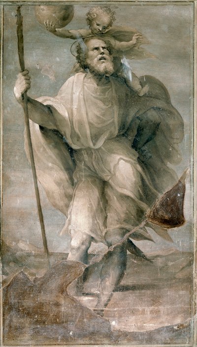 Svatý Kryštof. Obraz Domenica Beccafumiho (1486-1551) od Domenico Beccafumi