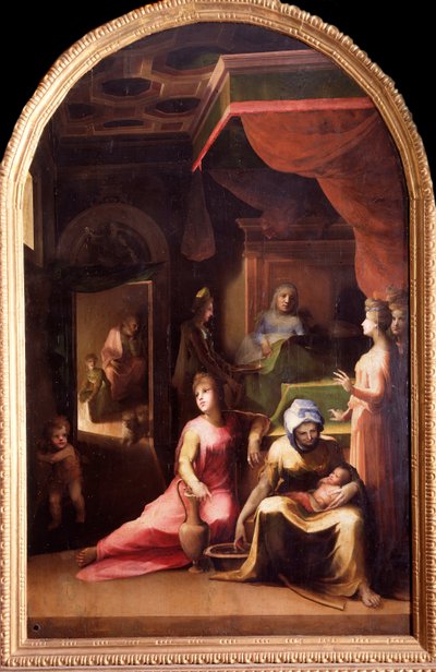 Narození panny (malba, cca 1540-1543) od Domenico Beccafumi