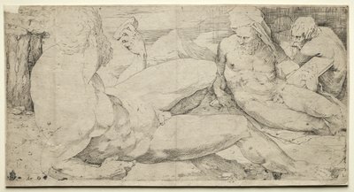 Tři mužské akty, druhá čtvrtina 1500. od Domenico Beccafumi