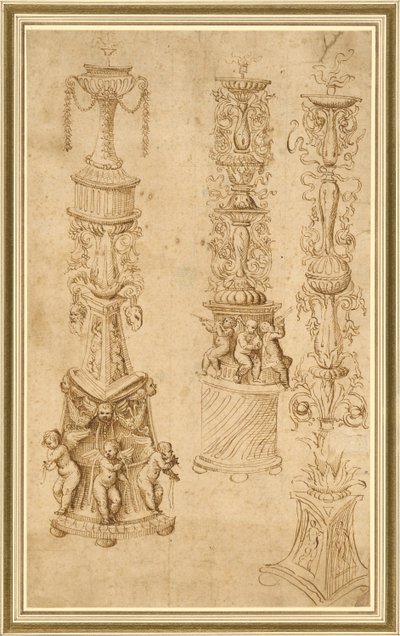 Studie tří svícnů od Domenico Campagnola