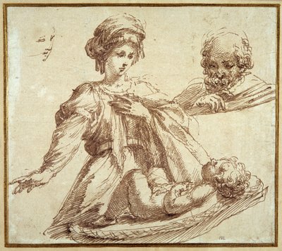 Svatá rodina (pero a inkoust na papíře) od Domenico Campagnola