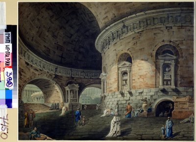 Scénografie pro hru. Scénografie pro divadelní hru. Obraz Domenica Corsiniho (1812-1873), počátek 19. století. italské umění. Akvarel na papíře. Ruský státní archiv literatury a umění, Moskva od Domenico Corsini