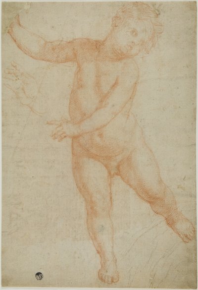 Putto stojící na pravé noze (recto); náčrtek zatažené paže (verso) od Domenico Cresti