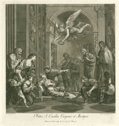 Dood van de heilige Cecilia Smrt sv. Cecílie, panny a mučednice (titul na předmětu) Italský schilderkunst (název série) Italská škola malířství (název série) od Domenico Cunego