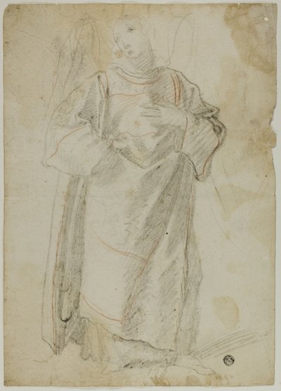 Stojící anděl (recto); Studium tváře a draperie (verze) od Domenico Fiasella