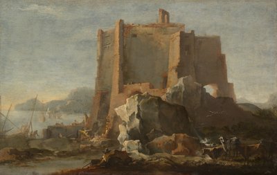 Krajina se skálou a pevností, c. 164050. od Domenico Gargiulo