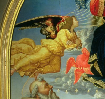 Kristus ve slávě se sv. Benediktem c.480-547, sv.Romuald c.952-1027, sv.Attinia, sv.Grecinie a dárce, opat Buonvicini, 1492 detail panelu 85137 od Domenico Ghirlandaio