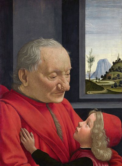 Italsky: Ritratto di vecchio con nipote Starý muž a jeho vnuk od Domenico Ghirlandaio