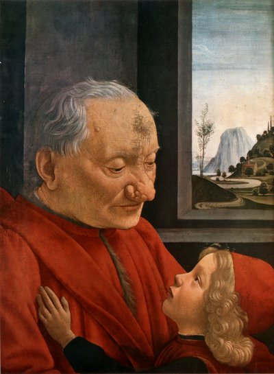 Italsky: Ritratto di vecchio con nipote Starý muž a jeho vnuk od Domenico Ghirlandaio