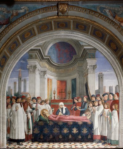 Pohřeb svaté Finy - Freska od Domenico Ghirlandaio