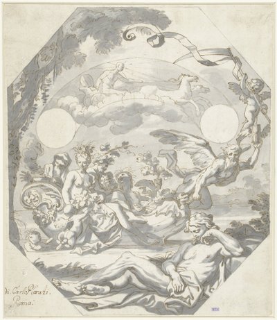 Design pro ciferník s mytologickou alegorií od Domenico I Piola (attributed to)