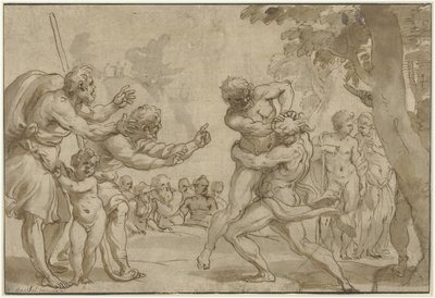 Herkules v Antaeu od Domenico I Piola