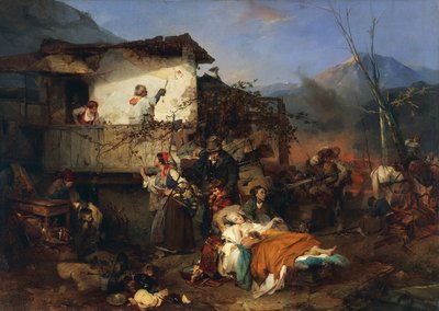 Uprchlíci z požáru vesnice, Domenico Induno od Domenico Induno