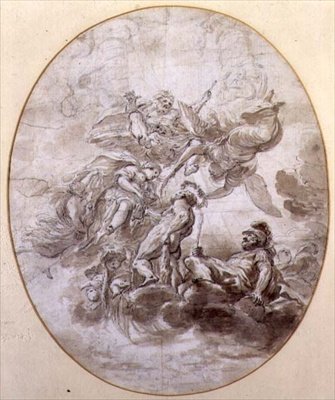 Apoteóza Herkula, návrh stropní fresky pro Palazzo Pepoli v Bologni (pero a inkoust a sépie na papíře) od Domenico Maria Canuti