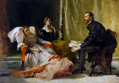 Torquato Tasso (1544-1595) čte Jeruzalém dodaný Eleonoře d
