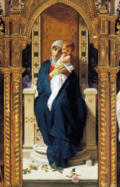 Tryptych Madony z růží, Domenico Morelli (1823-1901), Detail, kaple svatého Augustina, hrad Corigliano Calabro, Calabria, Itálie od Domenico Morelli