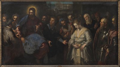 Kristus a cizoložnice od Domenico Tintoretto