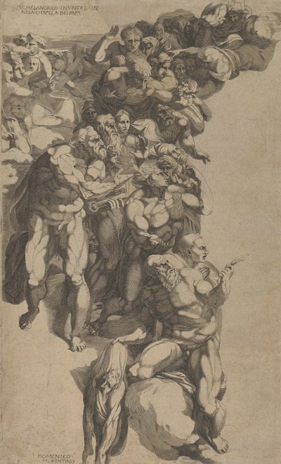 Gruppe aus dem Jüngsten Gericht, St. Bartholomäus, St. Peter und andere Apostel von Domenico del Barbiere