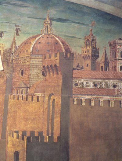 Detail zobrazující florentskou katedrálu, z fresky Dante s Divina Commedia v severní uličce, 1465 detail fresky z 42355 od Domenico di Michelino